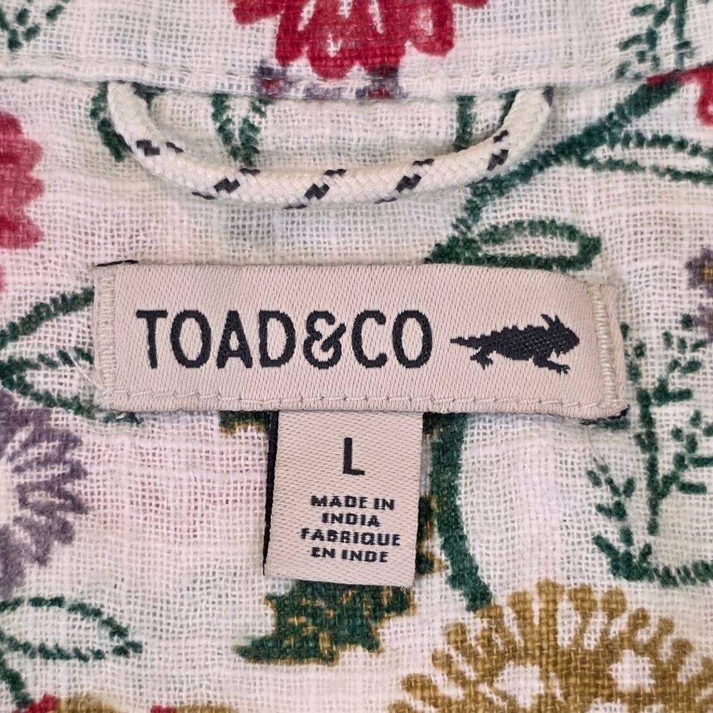 Toad&Co Women's Large Camp Cove Shirt Floral 100% Organic Cotton Button Up - Picture 3 of 8
